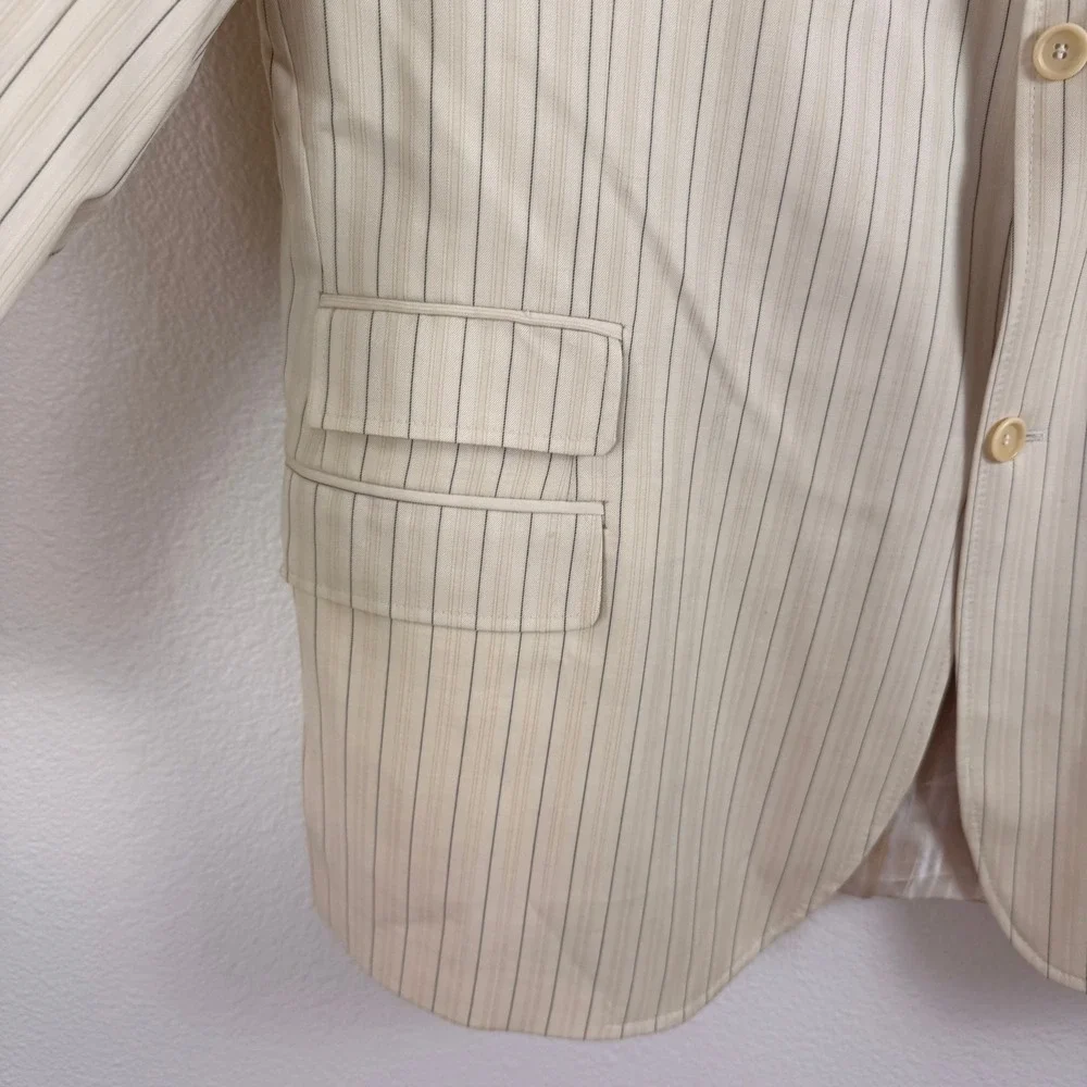 Extrema by Zanetti Blazer 52L Cream Pinstripe‎ Fair Wool Italy (Need Dry Clean)
